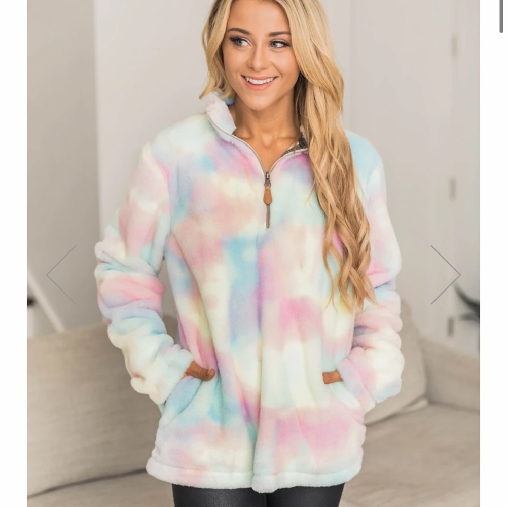 “Can’t Wait” Rainbow Tie Dye Pullover